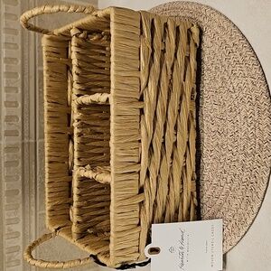 New Hearth & Hand Natural Woven Utensil Organizer Caddy